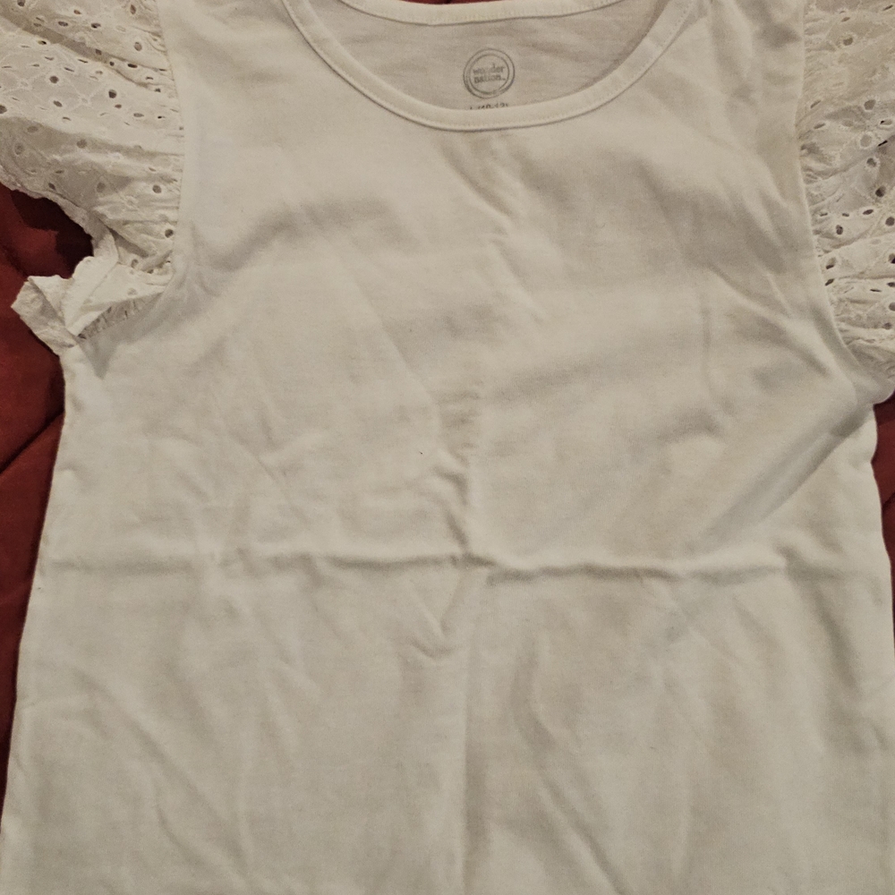 Wonder Nation White Kids Tee with Eyelet Sleeves